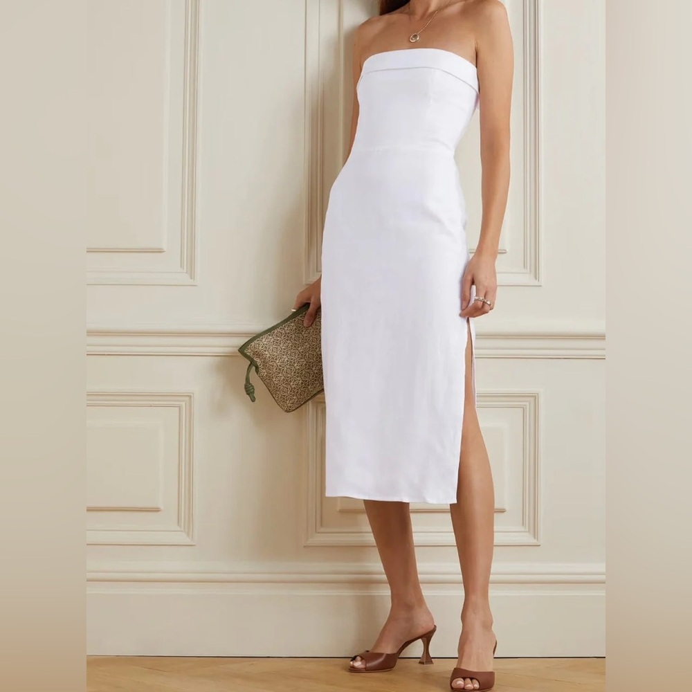 Reformation Marcella Linen Dress - white
